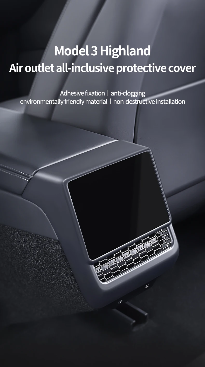 YZ For Tesla Model 3/Y Highland Juniper  Rear Center Console Air Outlet Cover Vent Outlet Dust Cover Car Styling Accessories