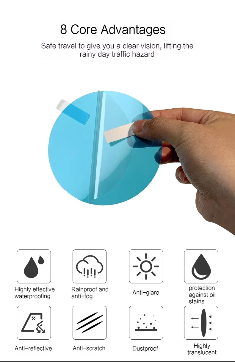 2/4pcs Car Rearview Mirror Sticker Side Window Rainproof Clear Film Anti Fog Window Mirror Film Protective for Car Accessories