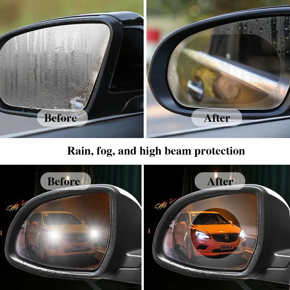 2/4pcs Car Rearview Mirror Sticker Side Window Rainproof Clear Film Anti Fog Window Mirror Film Protective for Car Accessories