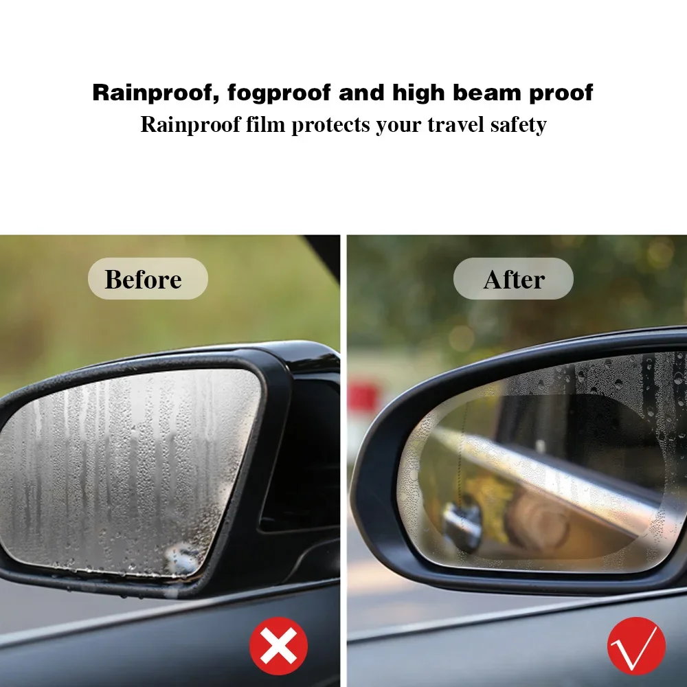 2/4pcs Car Rearview Mirror Sticker Side Window Rainproof Clear Film Anti Fog Window Mirror Film Protective for Car Accessories
