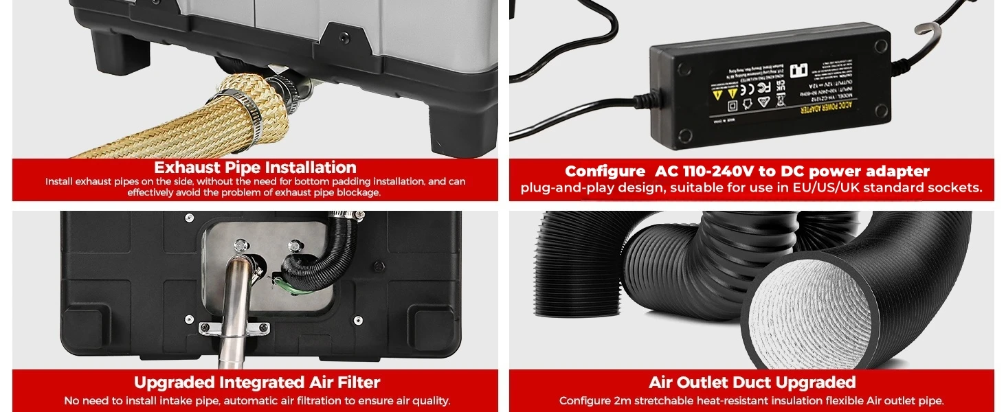 TB10 8KW 12V/24V/230V Diesel Air Heater LCD & Bluetooth APP w/ Auto Start-Stop Adaptive Plateau Parking Heater For Car RV Camper