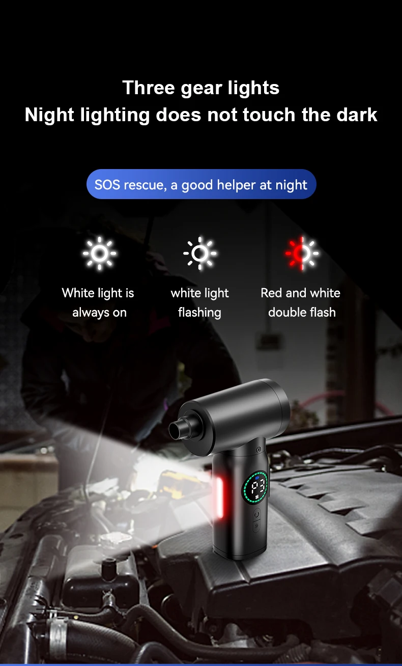 Portable 7500mAh Wireless Air Duster Dust Blowing Gun 2 in 1 Air Blower And Vacuum Cleaner Cordless Duster Blowers Car Cleaning