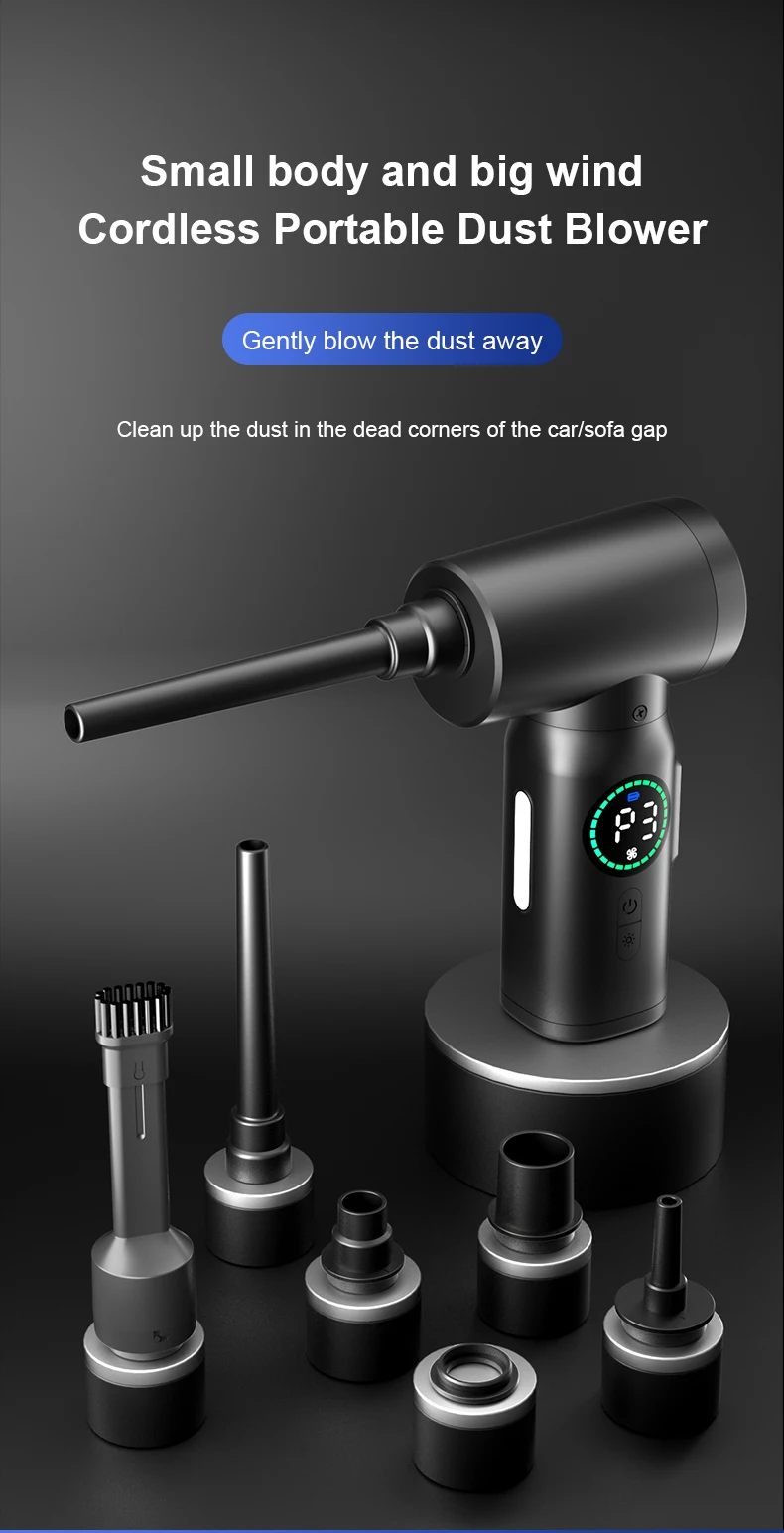 Portable 7500mAh Wireless Air Duster Dust Blowing Gun 2 in 1 Air Blower And Vacuum Cleaner Cordless Duster Blowers Car Cleaning