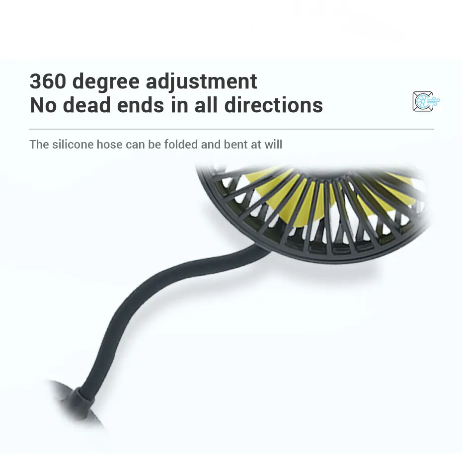 SEAMETAL Car Electric Fan Strong Wind 3-Speed Cooling Fan for Rear Seat Passenger Portable 360 Degree Rotatable Car Air Fan SEAMETAL Car Electric Fan Strong Wind 3-Speed Cooling Fan for Rear Seat Passenger Portable 360 Degree Rotatable Car Air Fan