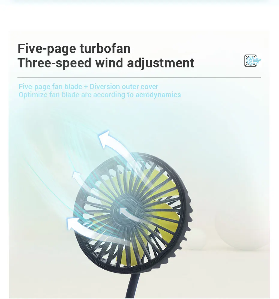 SEAMETAL Car Electric Fan Strong Wind 3-Speed Cooling Fan for Rear Seat Passenger Portable 360 Degree Rotatable Car Air Fan SEAMETAL Car Electric Fan Strong Wind 3-Speed Cooling Fan for Rear Seat Passenger Portable 360 Degree Rotatable Car Air Fan