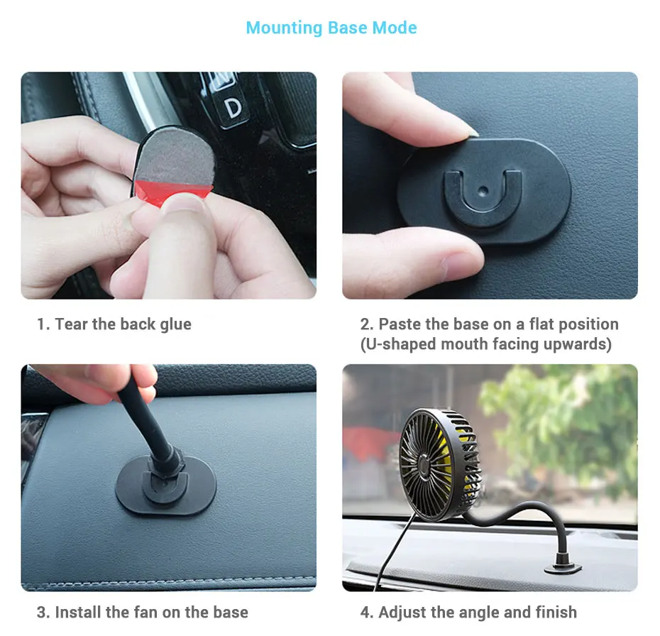SEAMETAL Car Electric Fan Strong Wind 3-Speed Cooling Fan for Rear Seat Passenger Portable 360 Degree Rotatable Car Air Fan SEAMETAL Car Electric Fan Strong Wind 3-Speed Cooling Fan for Rear Seat Passenger Portable 360 Degree Rotatable Car Air Fan