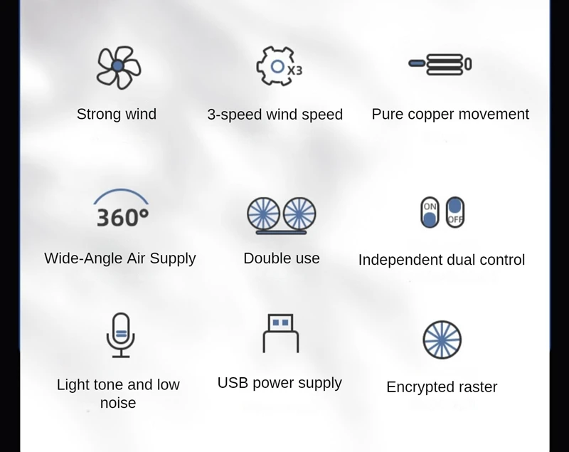 LEIBOO Car USB Fan Dual Head Cooling Air Fan Independent Switch 3-Speed 360 Degree Adjustable Auto Fan Car Electrical Appliances