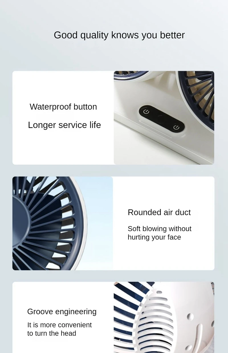 LEIBOO Car USB Fan Dual Head Cooling Air Fan Independent Switch 3-Speed 360 Degree Adjustable Auto Fan Car Electrical Appliances