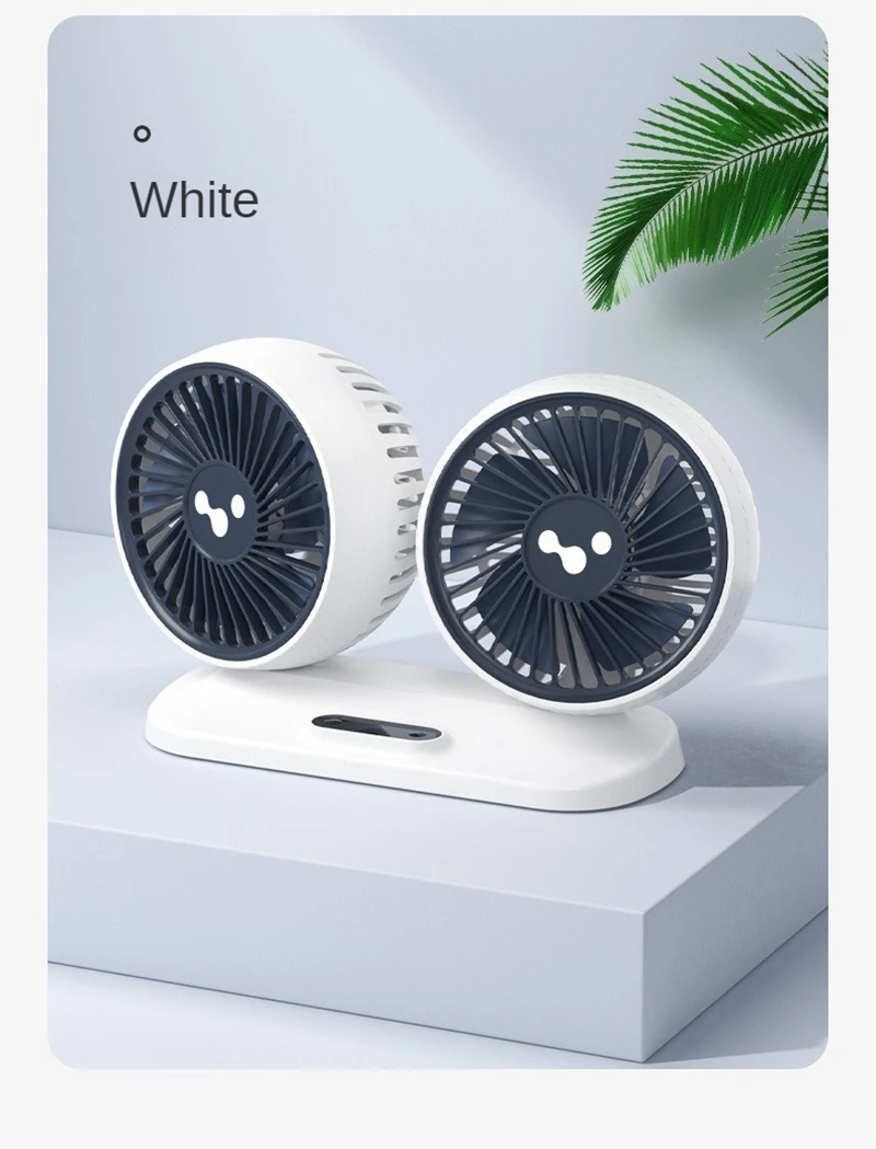 LEIBOO Car USB Fan Dual Head Cooling Air Fan Independent Switch 3-Speed 360 Degree Adjustable Auto Fan Car Electrical Appliances