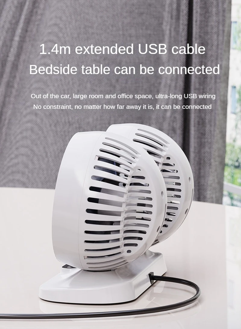 LEIBOO Car USB Fan Dual Head Cooling Air Fan Independent Switch 3-Speed 360 Degree Adjustable Auto Fan Car Electrical Appliances