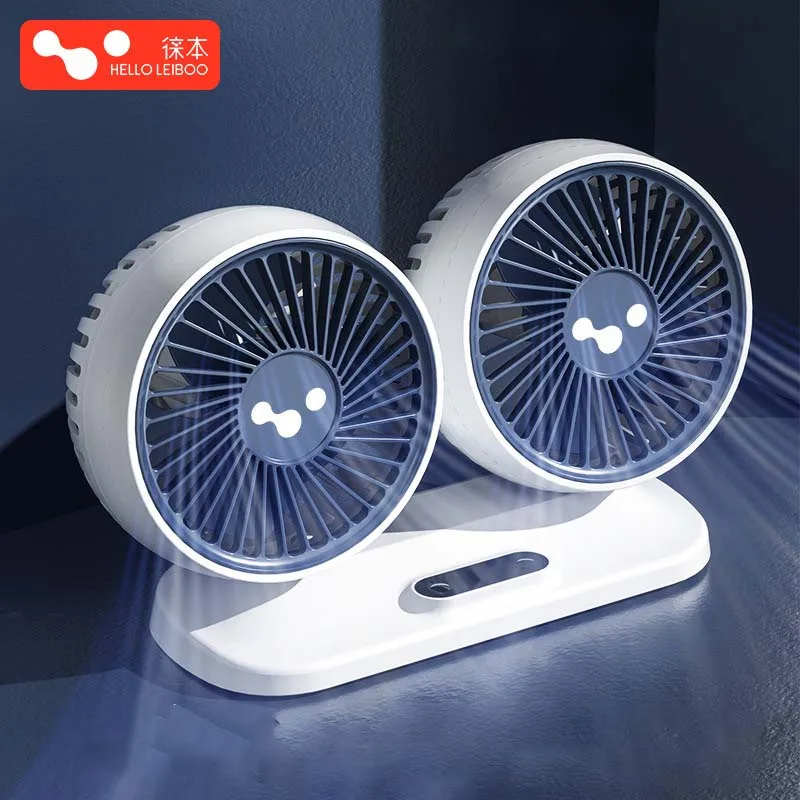 LEIBOO Car USB Fan Dual Head Cooling Air Fan