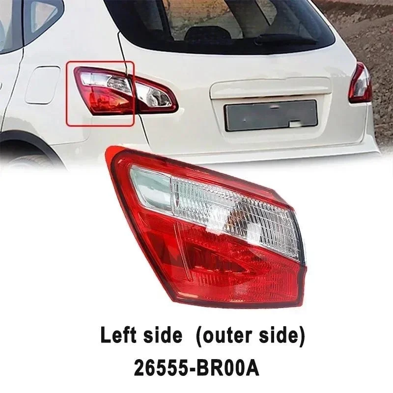 Outer Car Rear Tail Light Turn Signal Light For Nissan Qashqai J10 2008-2015 Fog Lamp Brake Lights 26555-BR00A  26550-BR00A