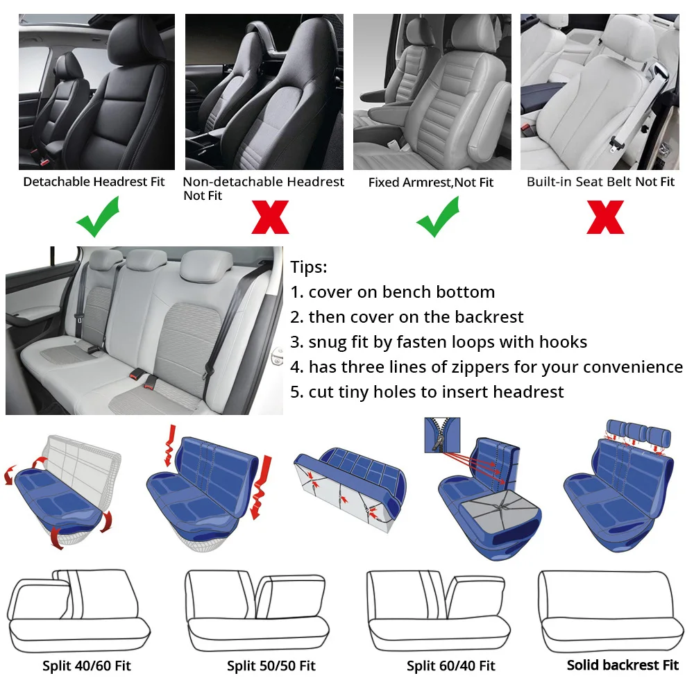 AUTOYOUTH Brand Embroidery Car Seat Covers Set Universal Fit Most Cars Covers with Tire Track Detail Styling Car Seat Protector