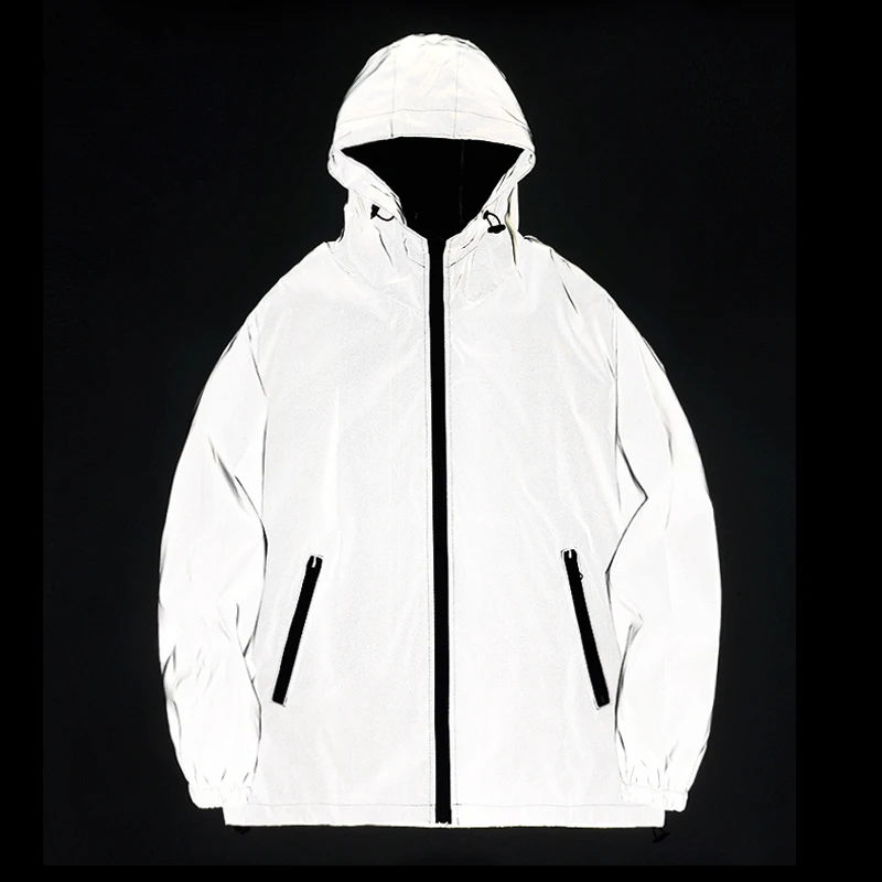 Night Reflective Jackets Double fabric Windbreaker Hooded Jacket