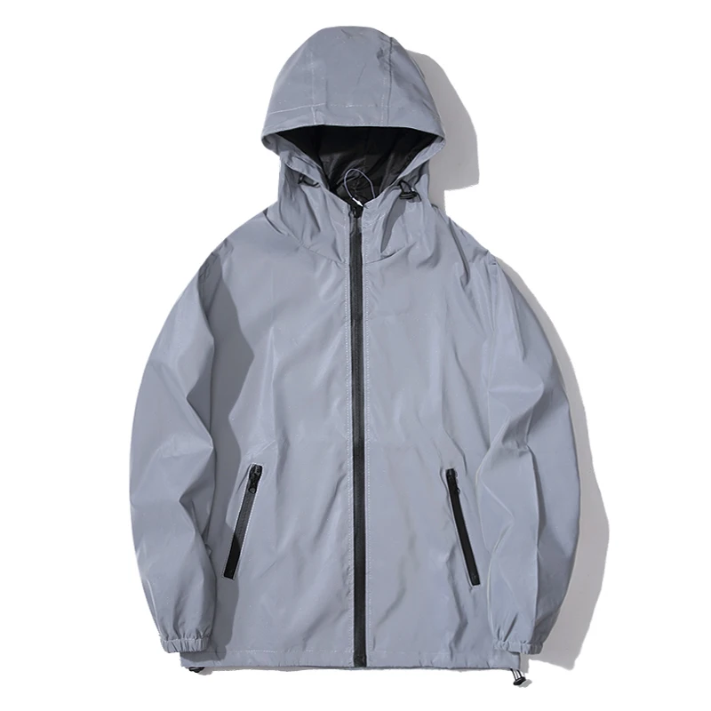 Night Reflective Jackets Double fabric Windbreaker Hooded Jacket - Image 3