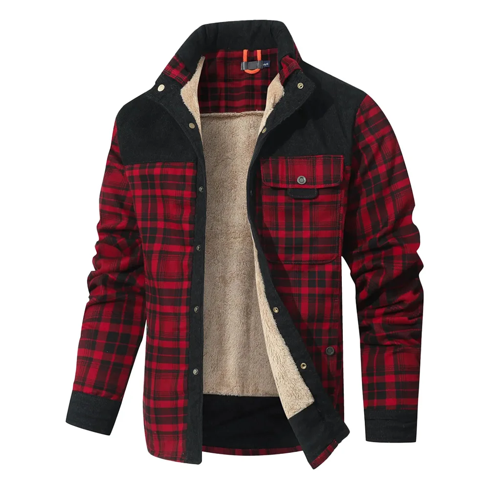 Men's Jackets Winter Windproof Warm Casual Bomber Coat Plaid Sherpa Lined Flannel Outdoor Classic Jacket Men US Size Men's Jackets Winter Windproof Warm Casual Bomber Coat Plaid Sherpa Lined Flannel Outdoor Classic Jacket Men US Size