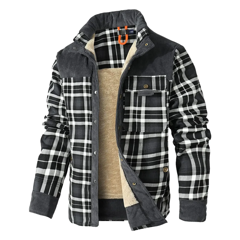 Men's Jackets Winter Windproof Warm Casual Bomber Coat Plaid Sherpa Lined Flannel Outdoor Classic Jacket Men US Size Men's Jackets Winter Windproof Warm Casual Bomber Coat Plaid Sherpa Lined Flannel Outdoor Classic Jacket Men US Size