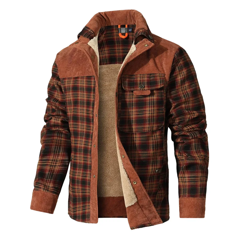 Men's Jackets Winter Windproof Warm Casual Bomber Coat Plaid Sherpa Lined Flannel Outdoor Classic Jacket Men US Size Men's Jackets Winter Windproof Warm Casual Bomber Coat Plaid Sherpa Lined Flannel Outdoor Classic Jacket Men US Size