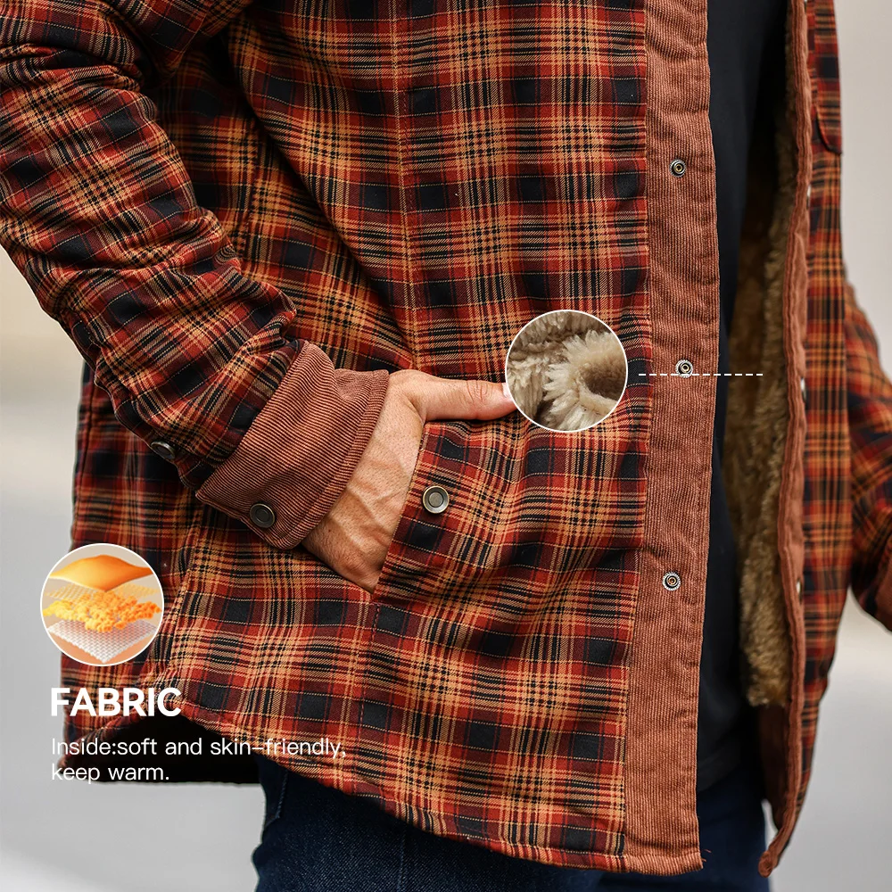 Men's Jackets Winter Windproof Warm Casual Bomber Coat Plaid Sherpa Lined Flannel Outdoor Classic Jacket Men US Size Men's Jackets Winter Windproof Warm Casual Bomber Coat Plaid Sherpa Lined Flannel Outdoor Classic Jacket Men US Size