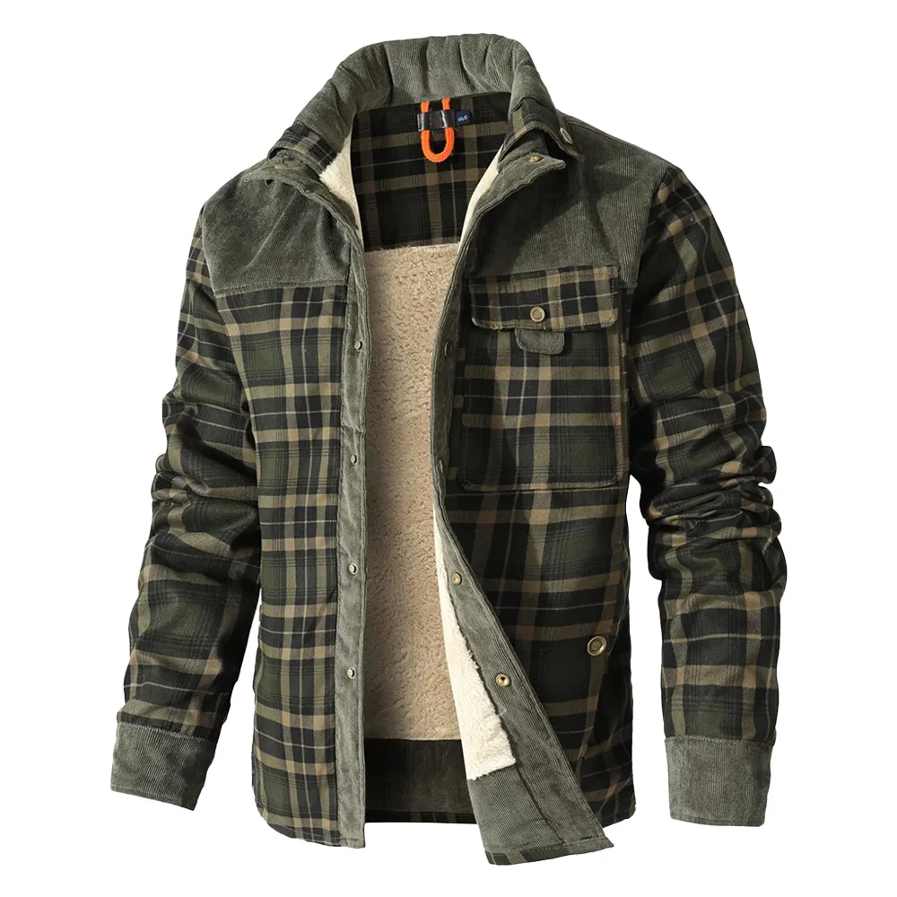 Men's Jackets Winter Windproof Warm Casual Bomber Coat Plaid Sherpa Lined Flannel Outdoor Classic Jacket Men US Size Men's Jackets Winter Windproof Warm Casual Bomber Coat Plaid Sherpa Lined Flannel Outdoor Classic Jacket Men US Size