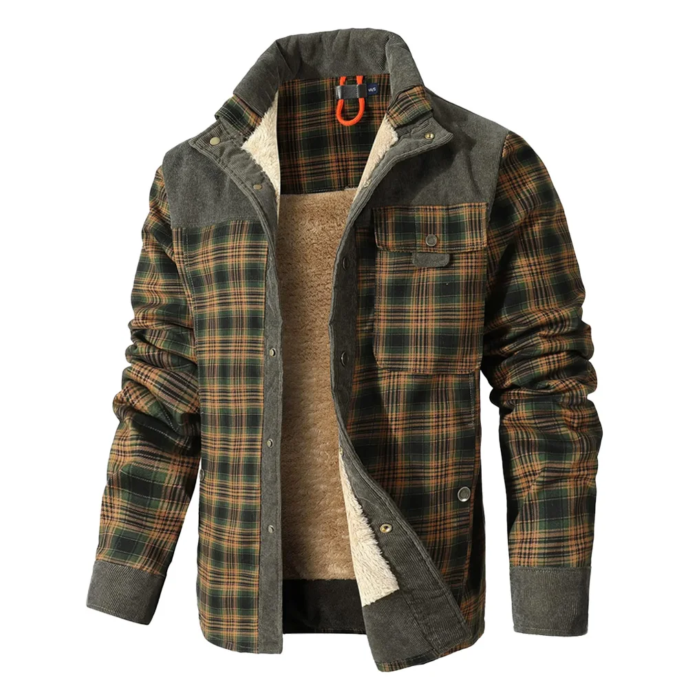 Men's Jackets Winter Windproof Warm Casual Bomber Coat Plaid Sherpa Lined Flannel Outdoor Classic Jacket Men US Size Men's Jackets Winter Windproof Warm Casual Bomber Coat Plaid Sherpa Lined Flannel Outdoor Classic Jacket Men US Size