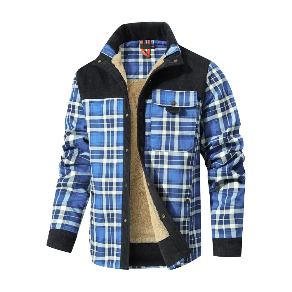 Men's Jackets Winter Windproof Warm Casual Bomber Coat Plaid Sherpa Lined Flannel Outdoor Classic Jacket Men US Size Men's Jackets Winter Windproof Warm Casual Bomber Coat Plaid Sherpa Lined Flannel Outdoor Classic Jacket Men US Size