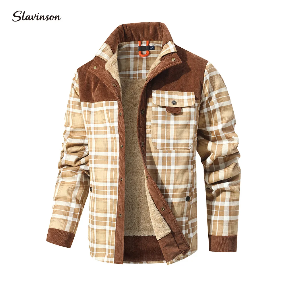 Men's Jackets Winter Windproof Warm Casual Bomber Coat Plaid Sherpa Lined Flannel Outdoor Classic Jacket Men US Size Men's Jackets Winter Windproof Warm Casual Bomber Coat Plaid Sherpa Lined Flannel Outdoor Classic Jacket Men US Size