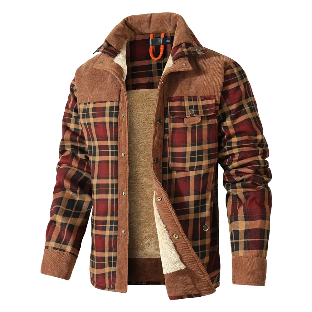 Men's Jackets Winter Windproof Warm Casual Bomber Coat Plaid Sherpa Lined Flannel Outdoor Classic Jacket Men US Size Men's Jackets Winter Windproof Warm Casual Bomber Coat Plaid Sherpa Lined Flannel Outdoor Classic Jacket Men US Size