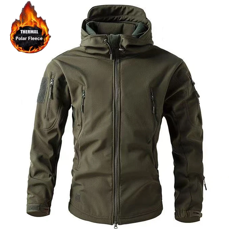 Men's Winter Autumn Softshell Fleece Jackets Windproof Outdoor Fishing Hiking Hunting Thermal Camping Cargo Coats Warm M-5XL