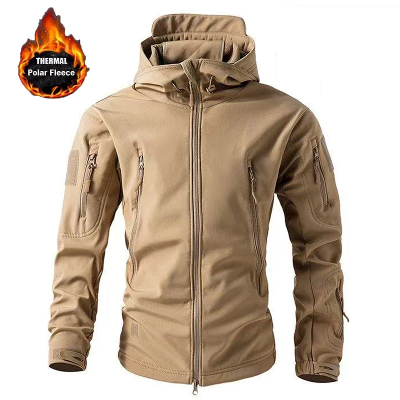 Men's Winter Autumn Softshell Fleece Jackets Windproof Outdoor Fishing Hiking Hunting Thermal Camping Cargo Coats Warm M-5XL