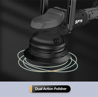SPTA 18V 5Inch Cordless Car Polisher Dual Action 15mm Orbit  Variable Speed Polishing Machine With 4000mAh Battery