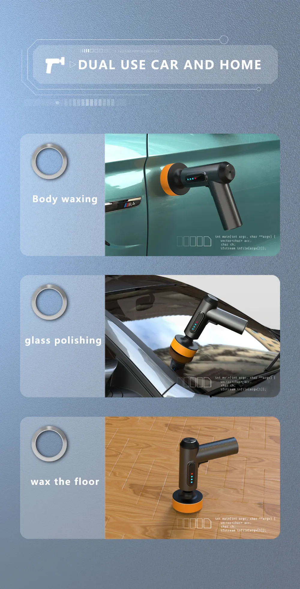 Car Polishing Sanding Machine Wireless Car Paint Scratch Repair Windscreen Glass Oil Film Remove Machine Leather Care