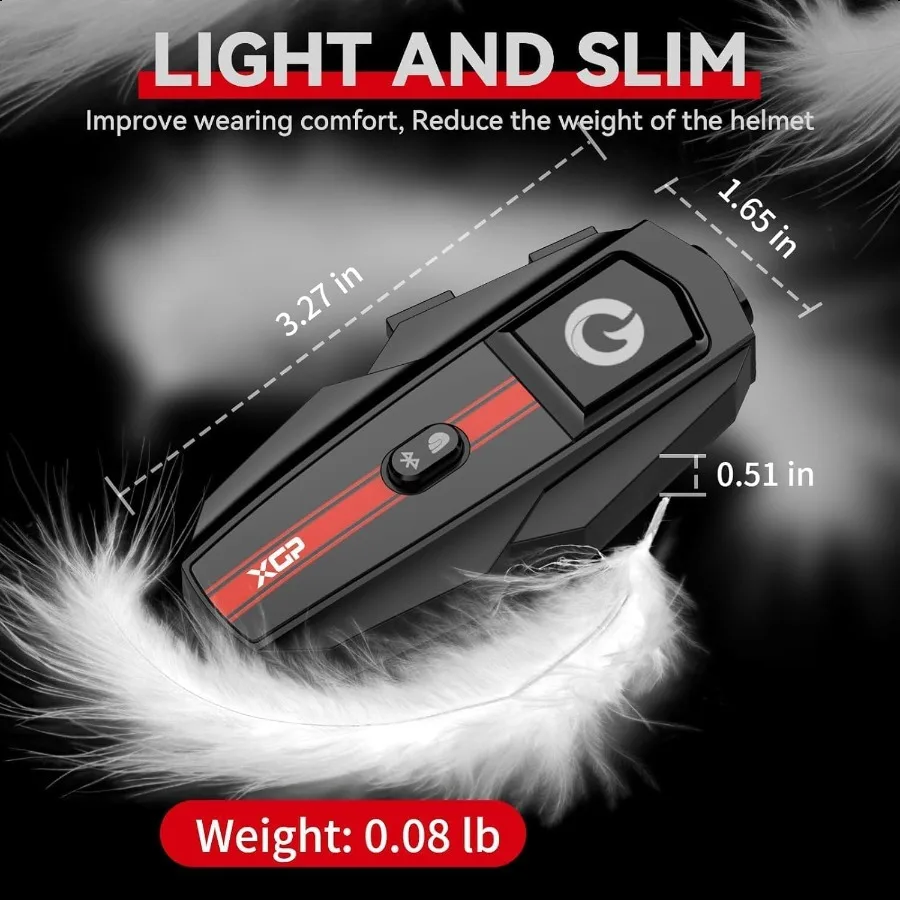 Motorcycle Bluetooth Headset V5.2 with Music Sharing 2Way Motorcycle Helmet Bluetooth with IP67 Waterproof Helmet Intercom Comm