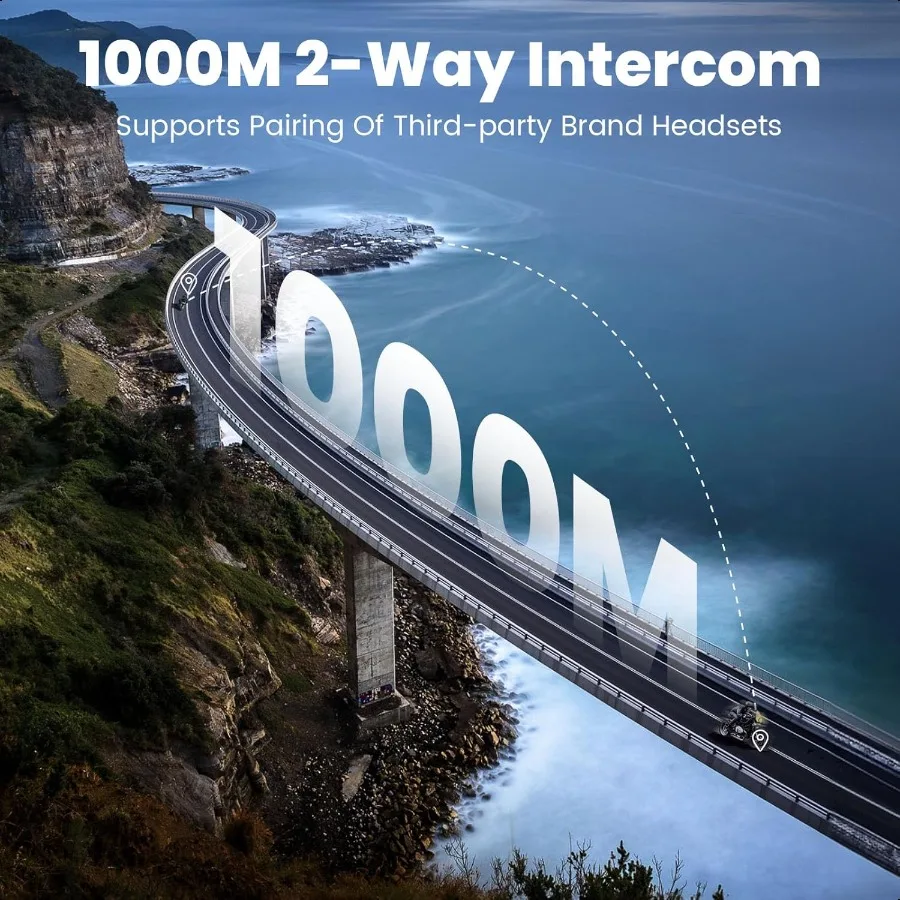 Bluetooth Headset Motorcycle Helmet Bluetooth with Upgrade HiFi Speakers Triple NoiseReduction IP65 Waterproof