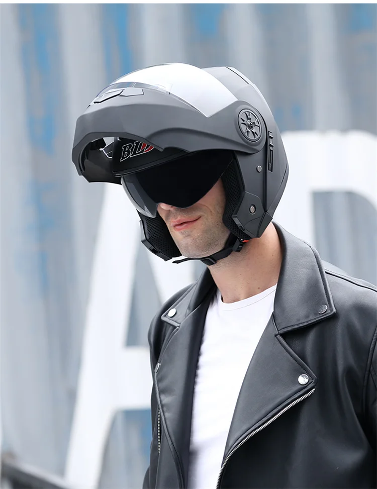 BLD Personalised Motorcycle Full Face Helmet Men Women Fashion Dual Lens Helmets Motocross Racing Modular Flip Up Casco Moto