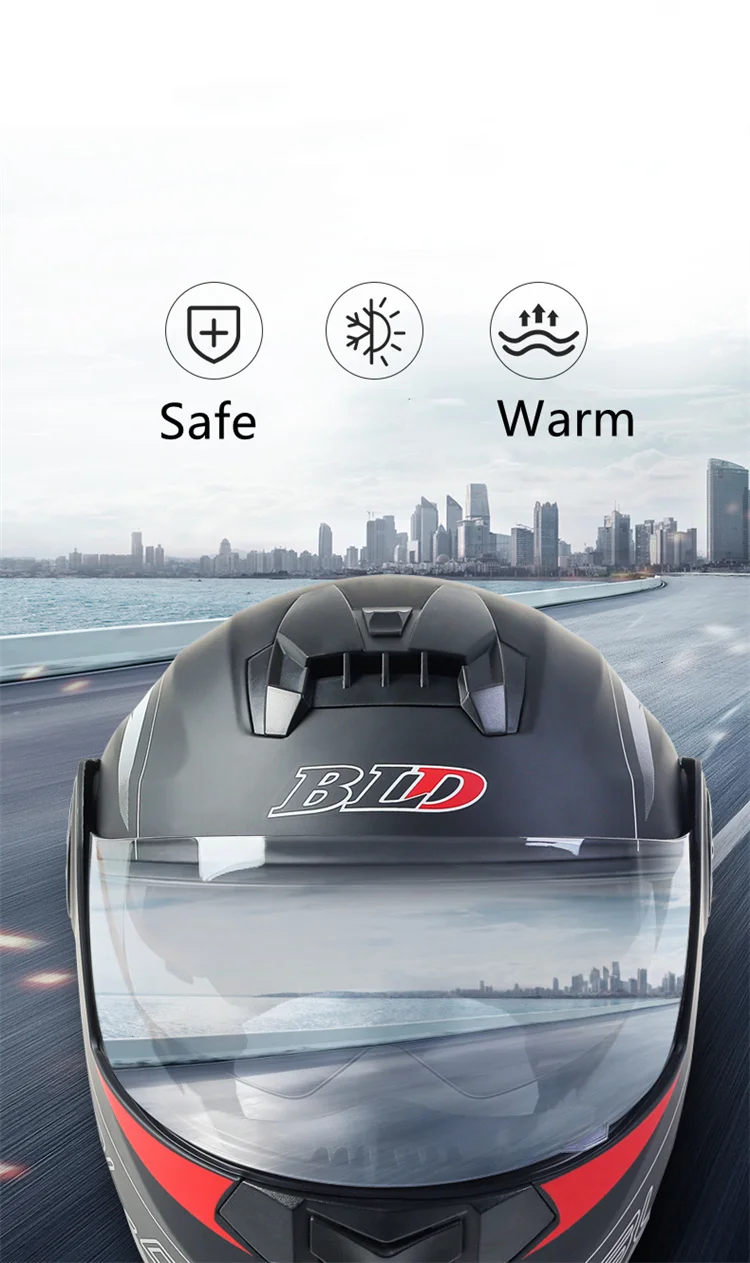 BLD Personalised Motorcycle Full Face Helmet Men Women Fashion Dual Lens Helmets Motocross Racing Modular Flip Up Casco Moto