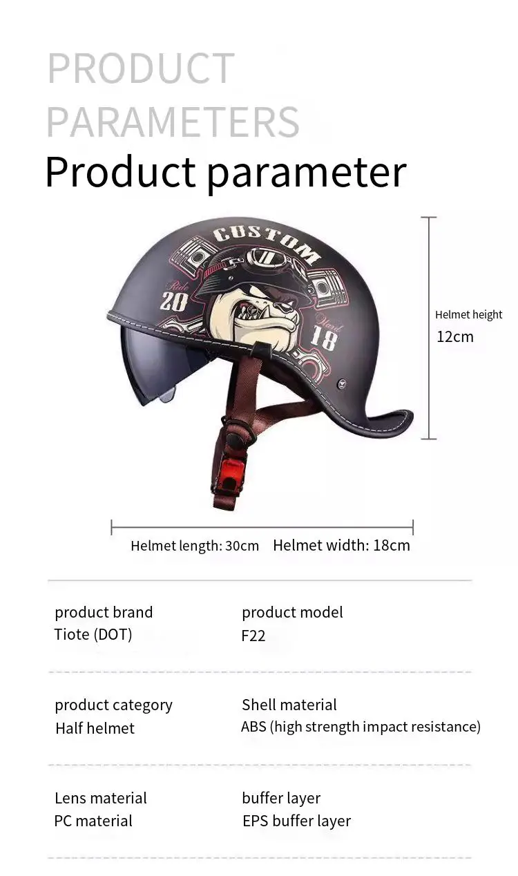 Retro helmet cocked tail motorcycle helmet for men and women Four Seasons Prince cruise helmet riding personality half helmet.