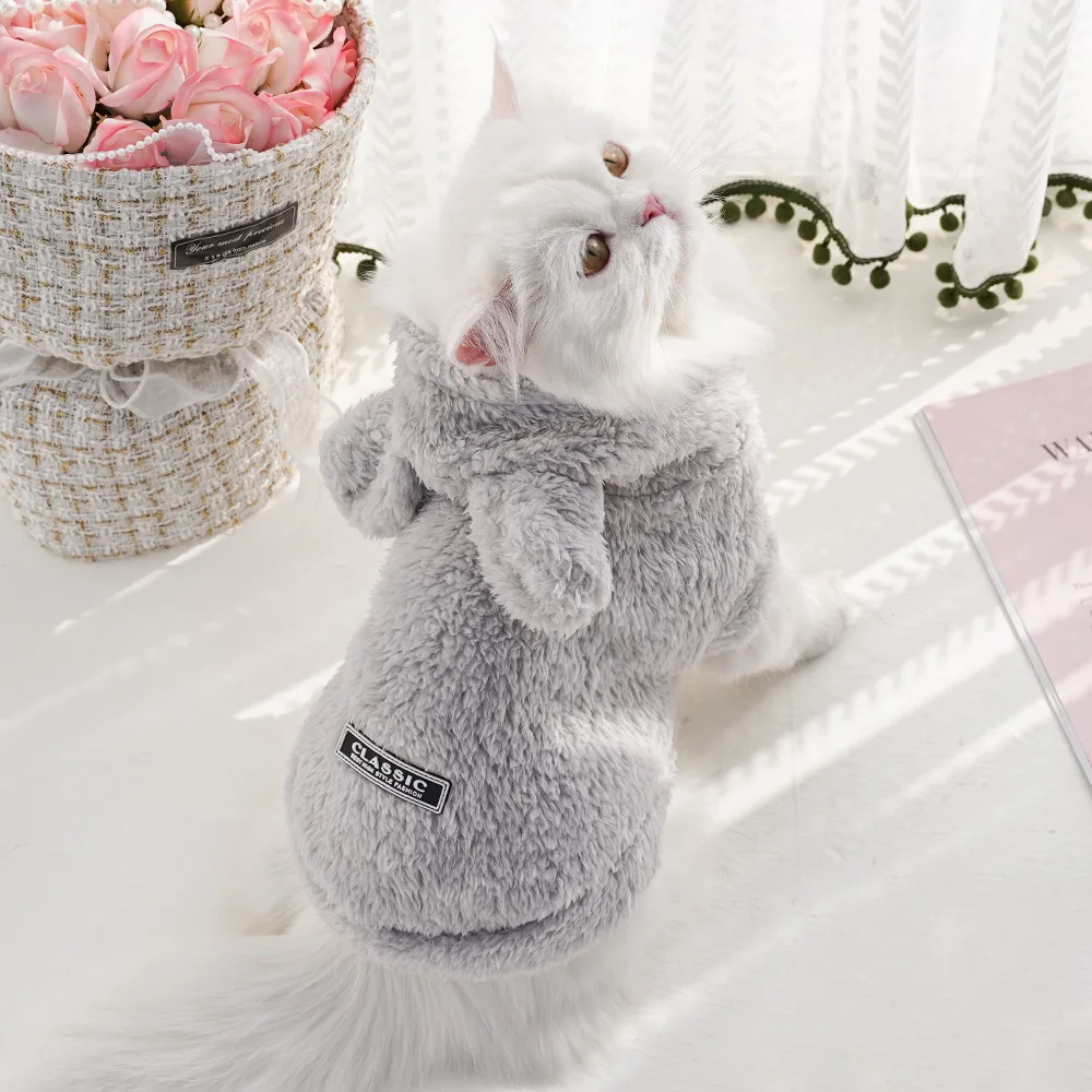 Pet Dog Soft Fleece Clothes Cute Hoodie Coat for Small Medium Dogs Cats Autumn Winter Puppy Hooded Jacket Sweater Pug Apparel