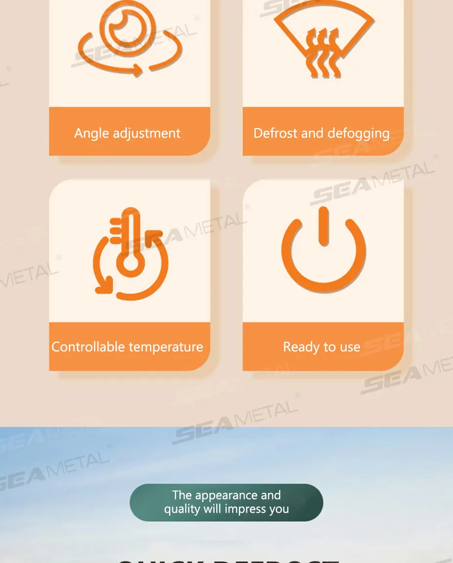 SEAMETAL Electric Heater for Car Winter Windshield Defroster 12V/120W Portable Fast-Heating Fan Demister Car Interior Warmer