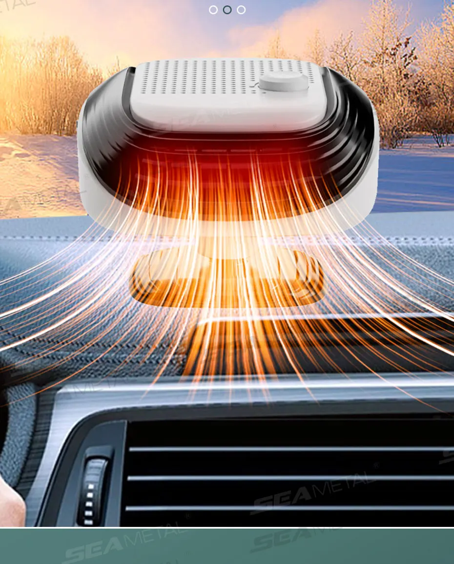 SEAMETAL Electric Heater for Car Winter Windshield Defroster 12V/120W Portable Fast-Heating Fan Demister Car Interior Warmer
